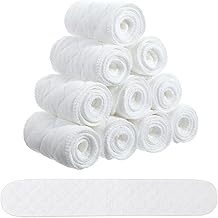 Grevosea 10 Pack Cotton Bra Liners, 3-Layer Washable Sweat Absorber Pad for Under Breast Sweat Pads for Women Reusable Absorber Pads 18.31x3.15 Inch White
