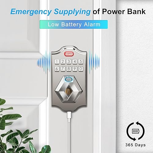 Miniatura 5 de KS2 huella digital, cerrojo de entrada sin llave con teclado, cerrojo electrónico, cerraduras inteligentes para puerta delantera, con código