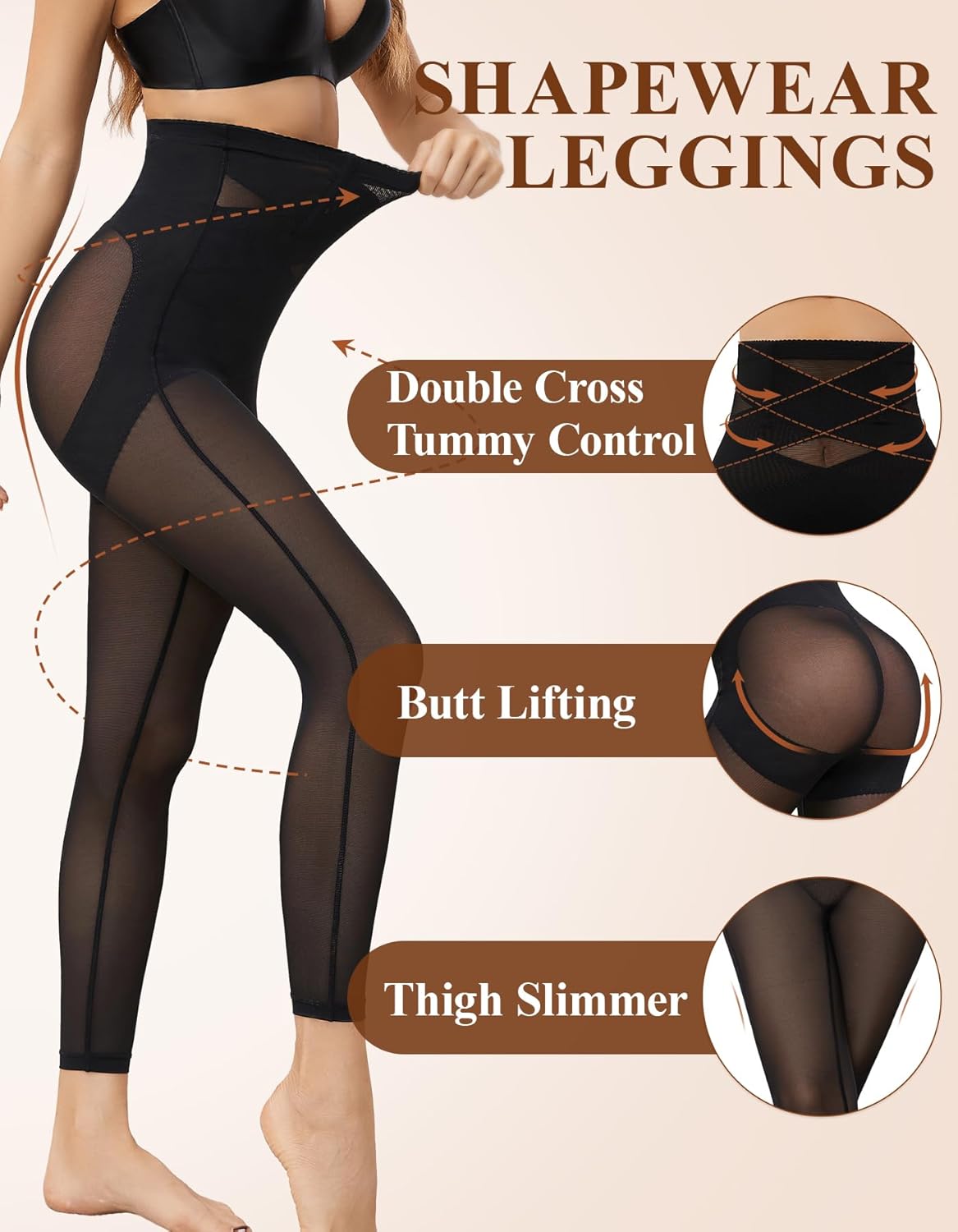 SIMIYA Shapewear Tummy Control Body Shaper for Women Compression High Waist Trainer Thigh Slimmer Butt Lifting Shapewear - Image 3