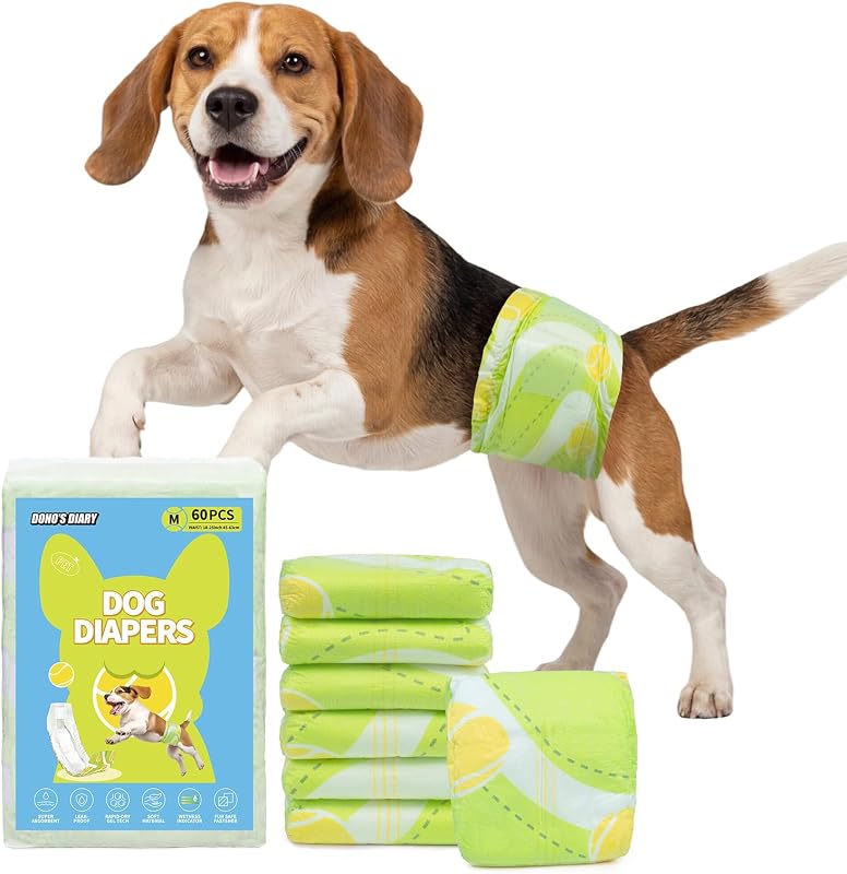 Fralda Descartável para Cães Machos Dono, Faixa Abdominal com Indicador de Umidade, Tamanho Médio, 60 unidades