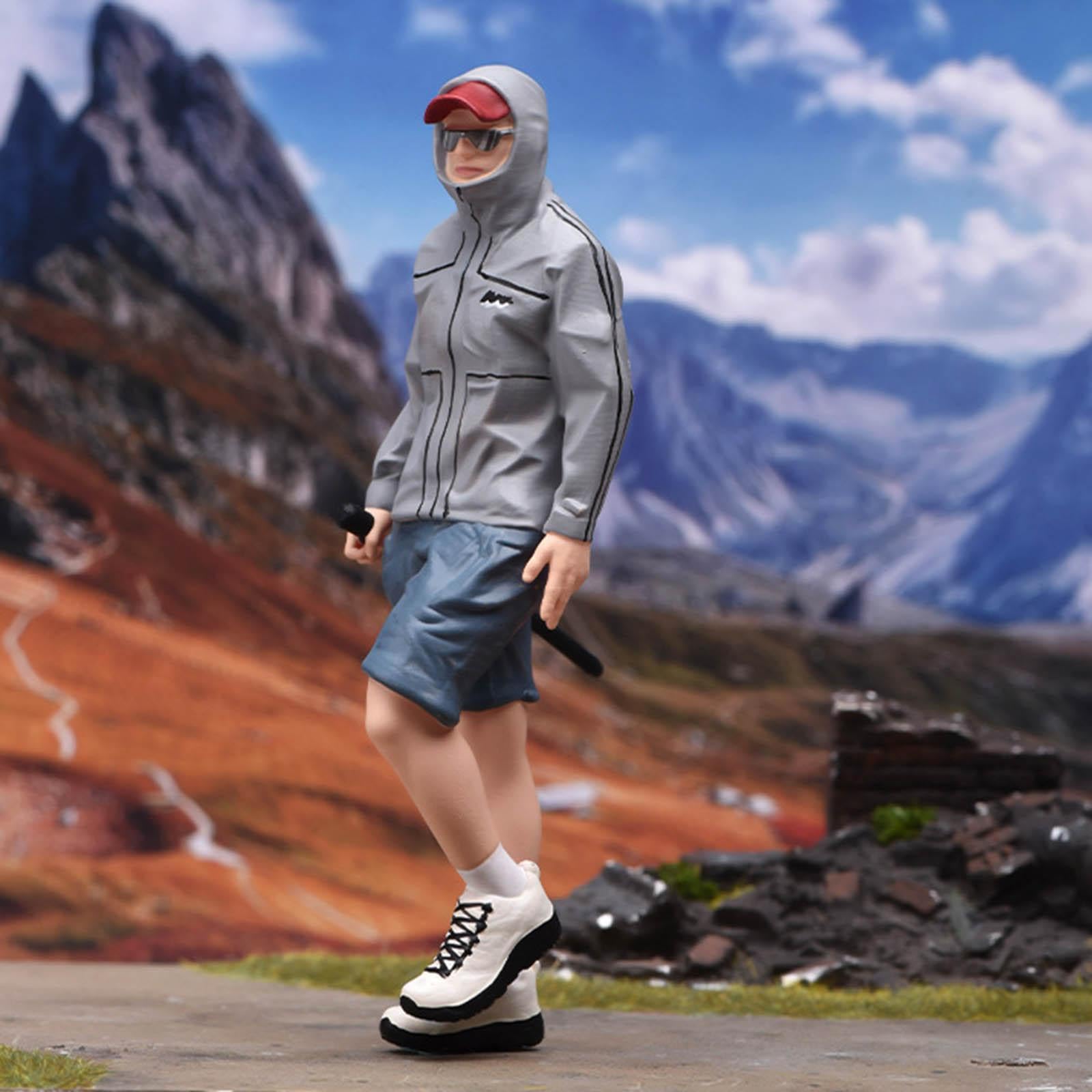 MagiDeal Figura di Escursionista in 1:18, Oggetto di Scena per Diorama, Hobby, Statuetta Maschile realistica da Collezione per Decorazione di casa delle