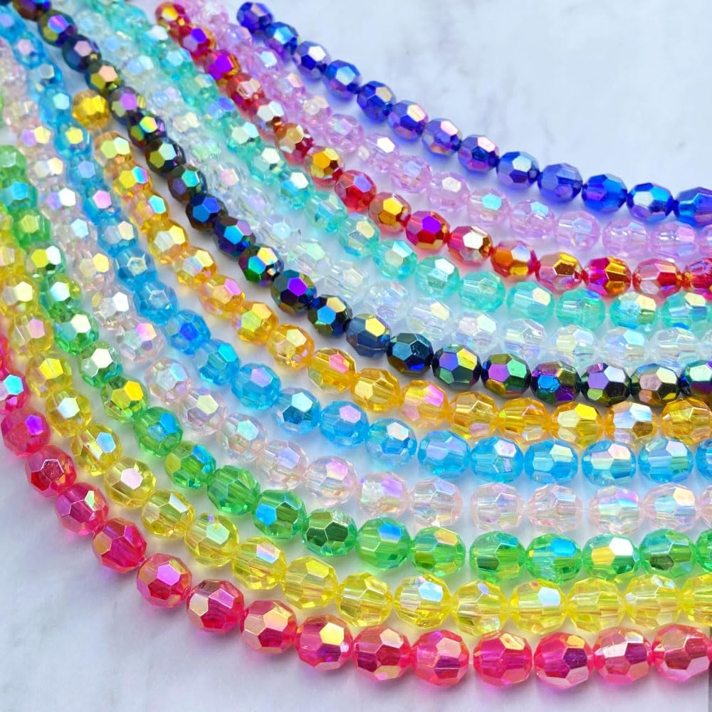 1000 PCS 6mm Acrylic Faceted Spacer Beads AB Color Glossy Round Loose Beads for Jewelry Making Bracelet Necklace Earring Ornament Wind Chimes Key Chains(Green AB) - Image 2