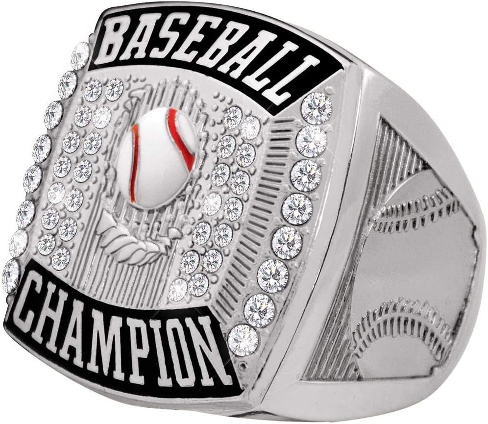 Crown Awards Baseball Champion Ring, Silver Deluxe Baseball Ring, Choose Ring Size Prime
