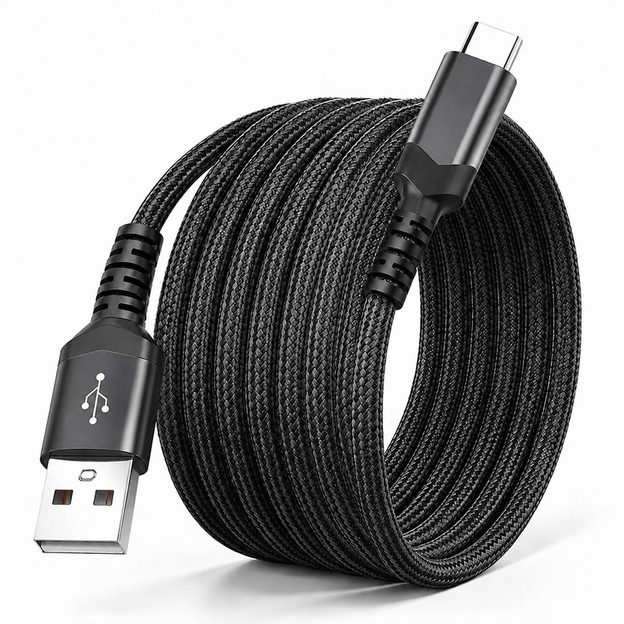 2Pcs USB C Cable Fast Charging 3.3ft/6.6ft Nylon Braided, Type C Charger Cord Data Sync, Compatible with Smartphones Tablets (Black,2m=6.6ft=78.7inch)