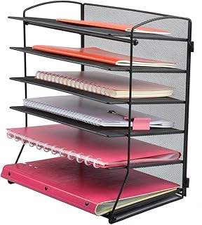 Easepres 6-Tier Mesh Desktop File Organizer Document Letter Tray Holder for Office or Home, Black