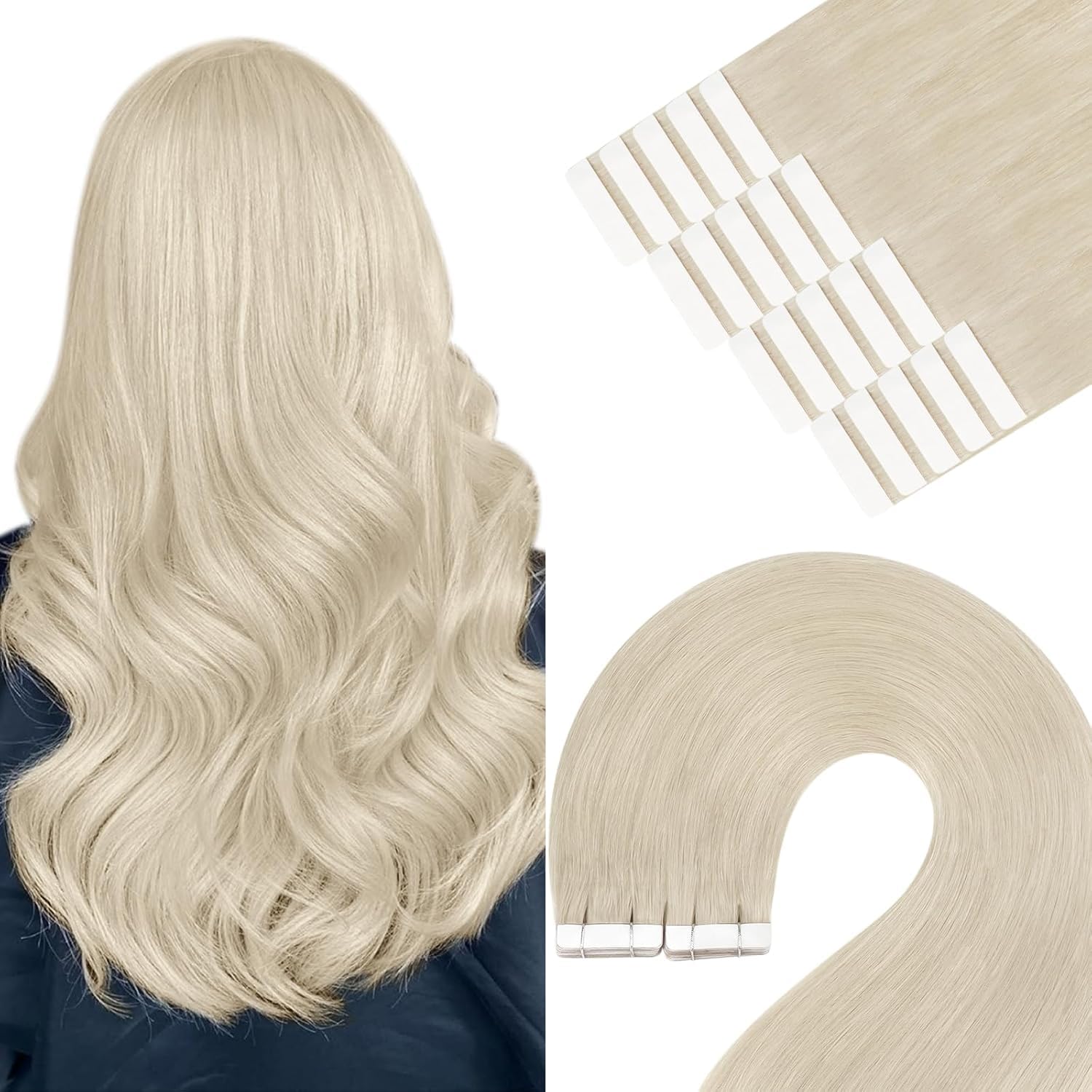 YoungSee Tape Extensions Echthaar Remy Glatt Haar Extension Tape in Invisible Tapes Haarverlangerung fur Damen