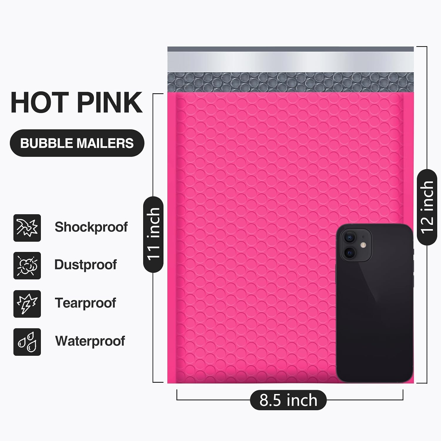 ucgou bubble mailers 8.5x12 inch 40 pack usable size 8.5x11 inch hot pink padded envelopes medium waterproof packaging bags for shipping self seal strong adhesive envelope for jewelry makeup supplies hot pink 8.5x12" 40pc