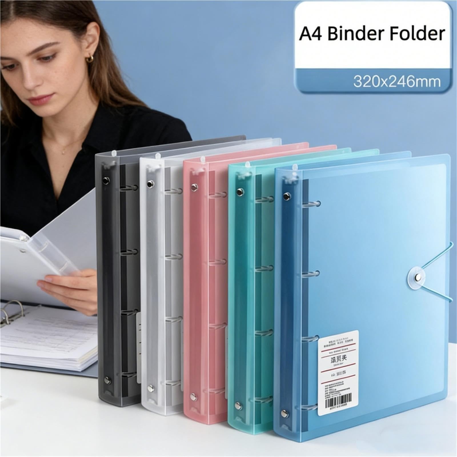 Classeur à trous A4, dossier d'organisation de documents, boîte de rangement à feuilles mobiles(E)