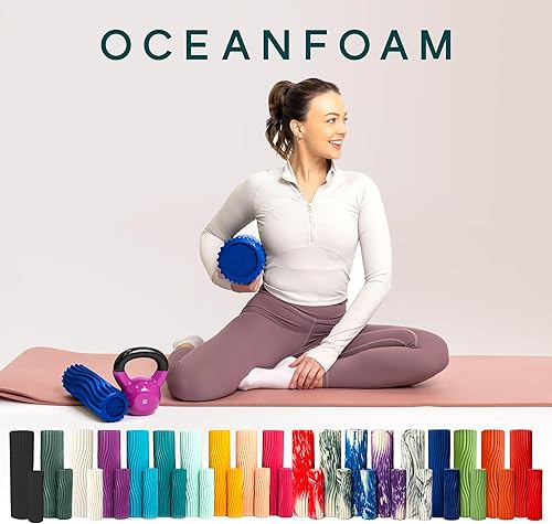Miniatura 8 de Oceanfoam Tidal Roller - Rodillo de espuma para masaje muscular para dolor de espalda y estiramientos, textura firme y ergonómica de onda ancha,