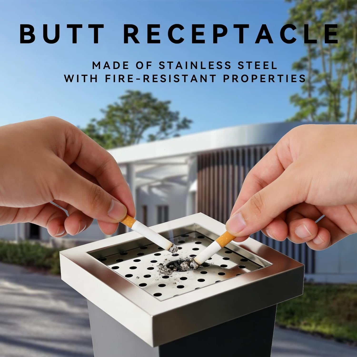Standing Waste Containers Trash Cans, Rubbish Bin Indoor Outdoor Stainless Steel Vertical Freestand Trash Bin with Key,Pub Hotel Restaurant Garden Standing Bin (A1)
