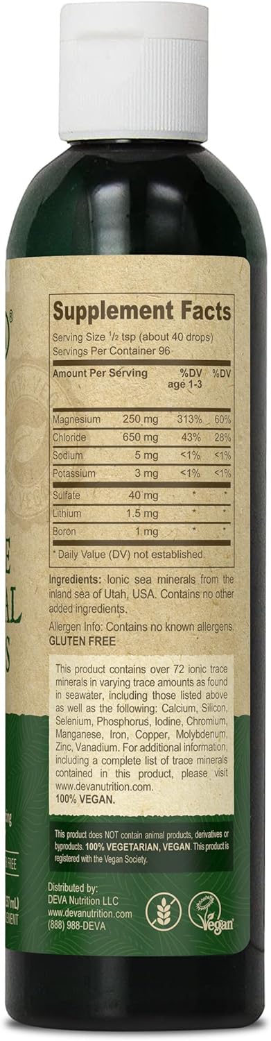 DEVA Vegan Ionic Trace Mineral Drops, Low Sodium, pH Balancing, 96-Day Supply, 8 Fl Oz