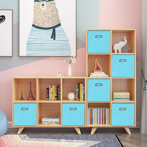 Vista 178 de Contenedores de almacenamiento de tela de tela, organizador de cubos de tela con asas dobles, cestas de almacenamiento plegables para el hogar