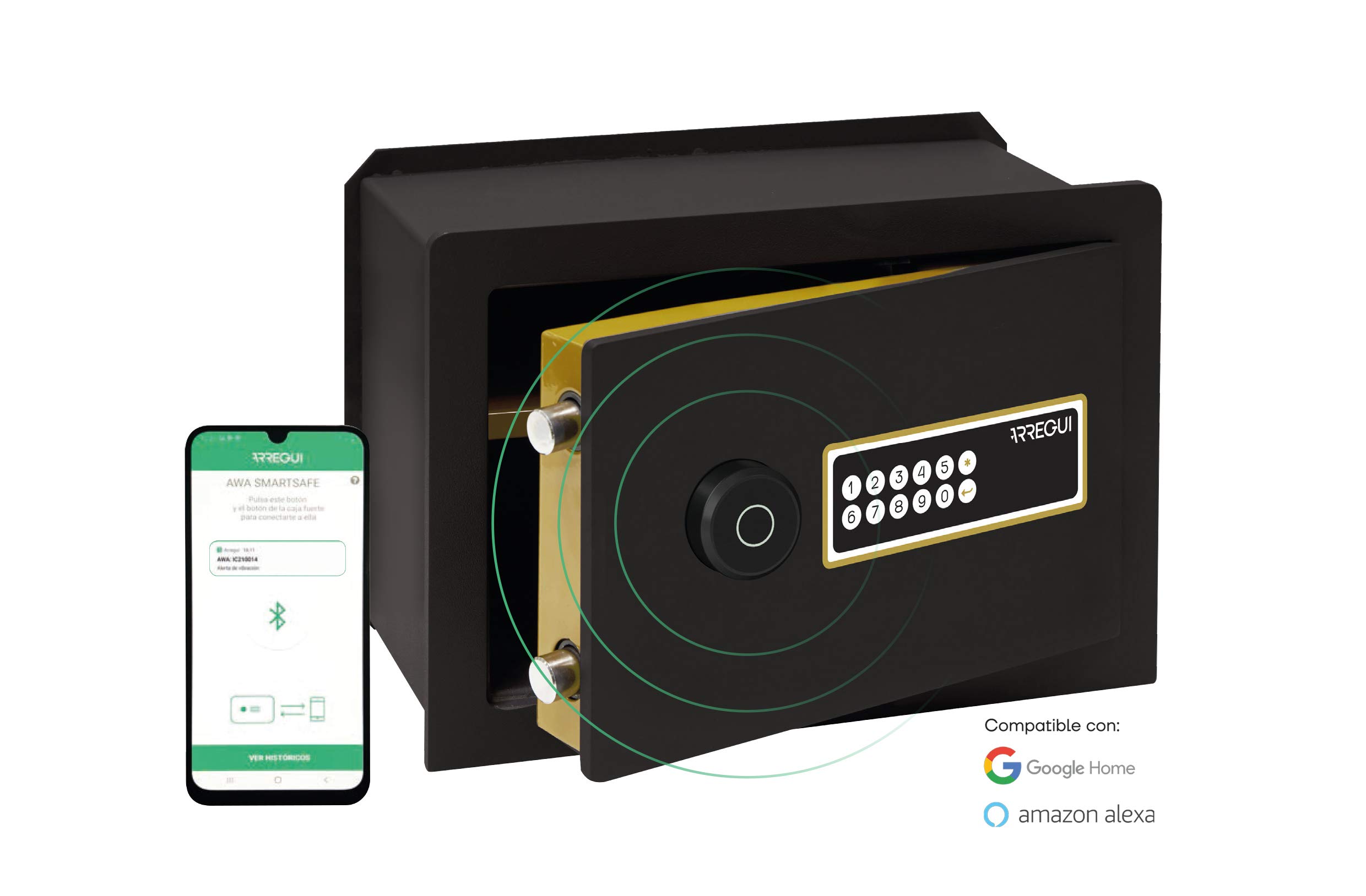 ARREGUI AWA 221750 Cassaforte Intelligent, da avvolgere Smart Safe, apertura a codice elettronico, gestione tramite app mobile, compatibile Amazon Alexa, 32 x 42 x 24,5 cm, 17 l
