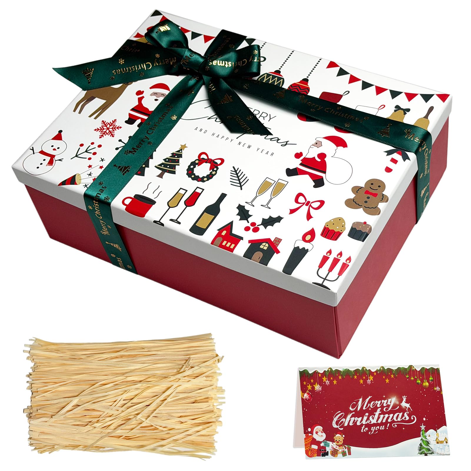 Large Christmas Gift Boxes with Lid 29x21x10.5cm Foldable Present Box