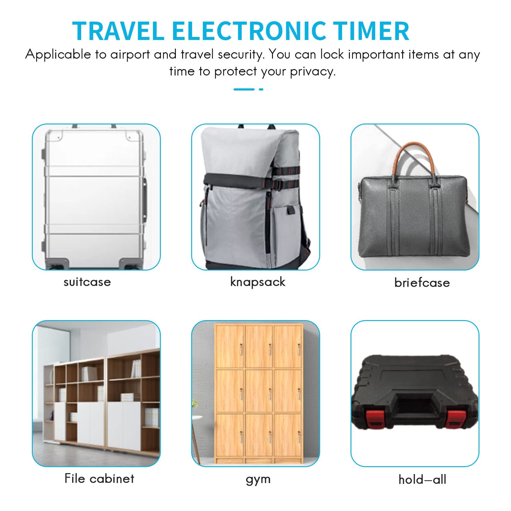 Yoiimiya Smart Time Lock Time Lock USB Rechargeable Temporary Timer Padlock Travel Electronic Timer Black - Image 4