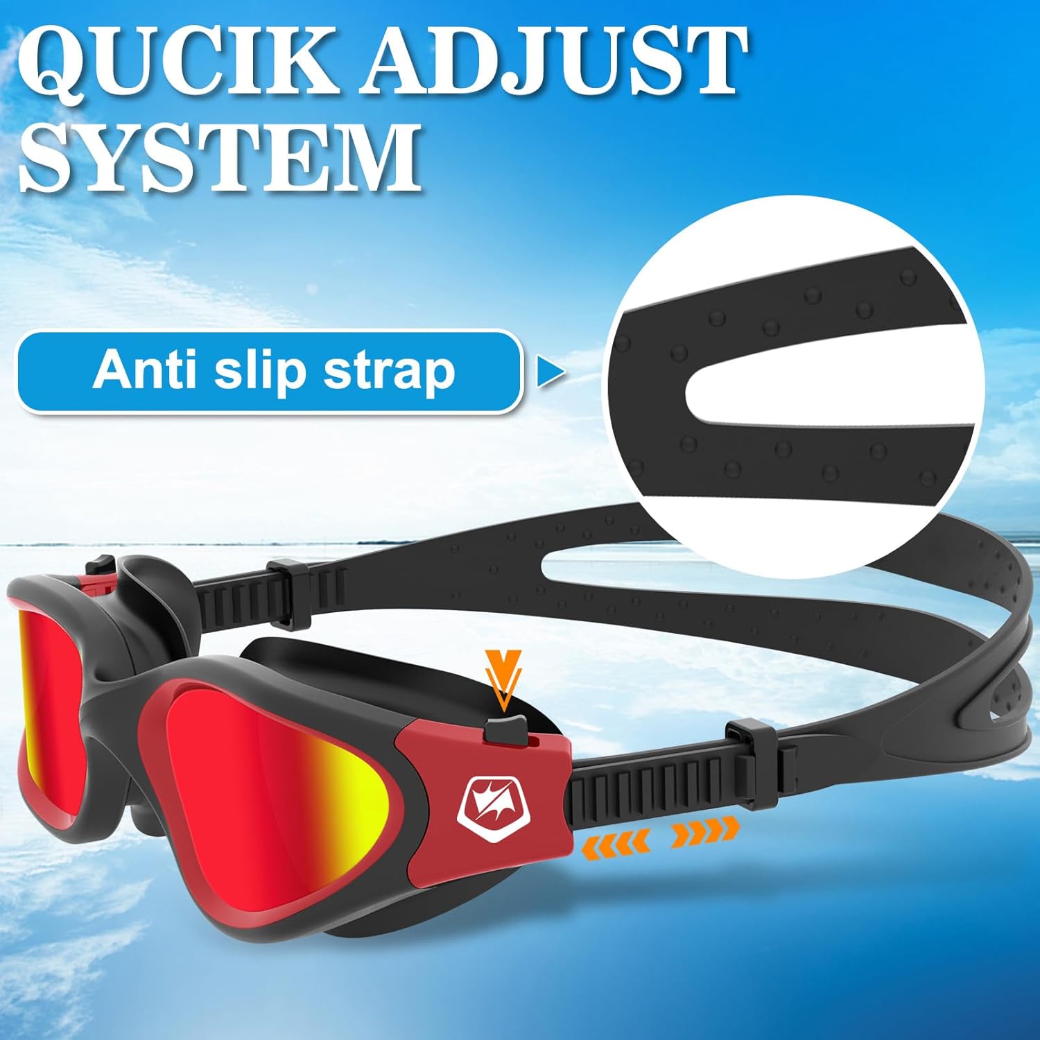 WIN.MAX Swimming Goggles Black Red Polarized Red Lens and Black White Polarized Gold Lens Bundle