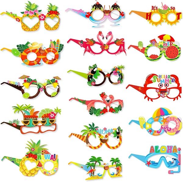 Hawaiian Party Decorations Set - 12 Hawaiian Garlands & 16 Paper Glasses for Summer Beach & Festival Themed Party Accessories - 2