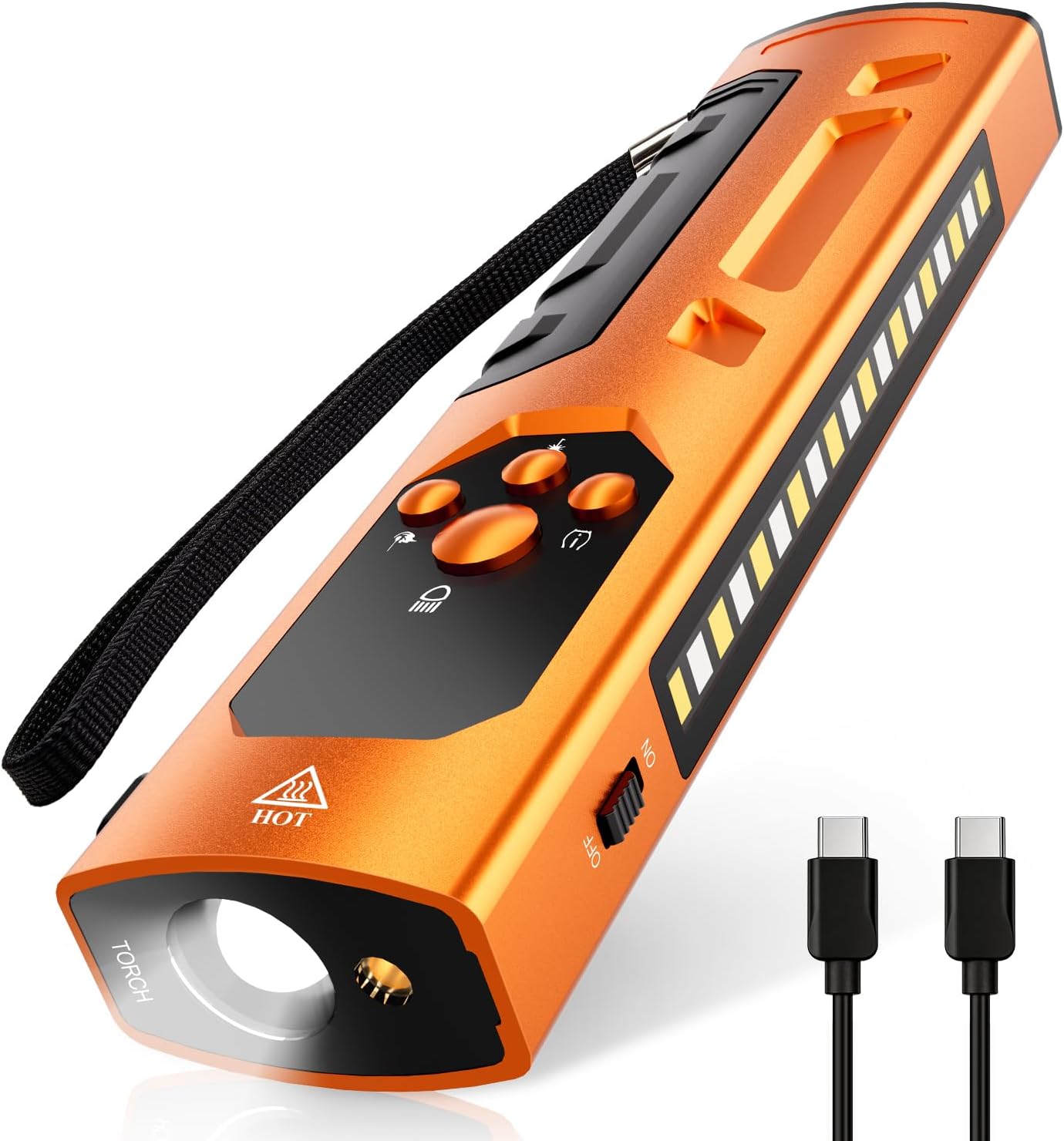 Rechargeable EDC Flashlight with Red Beam, Flat LED Flashlight with Magnetic Base and Clip, RGB Modes, Flameless Lighter, Pocket Size for Emergency, Camping, Hiking, Working