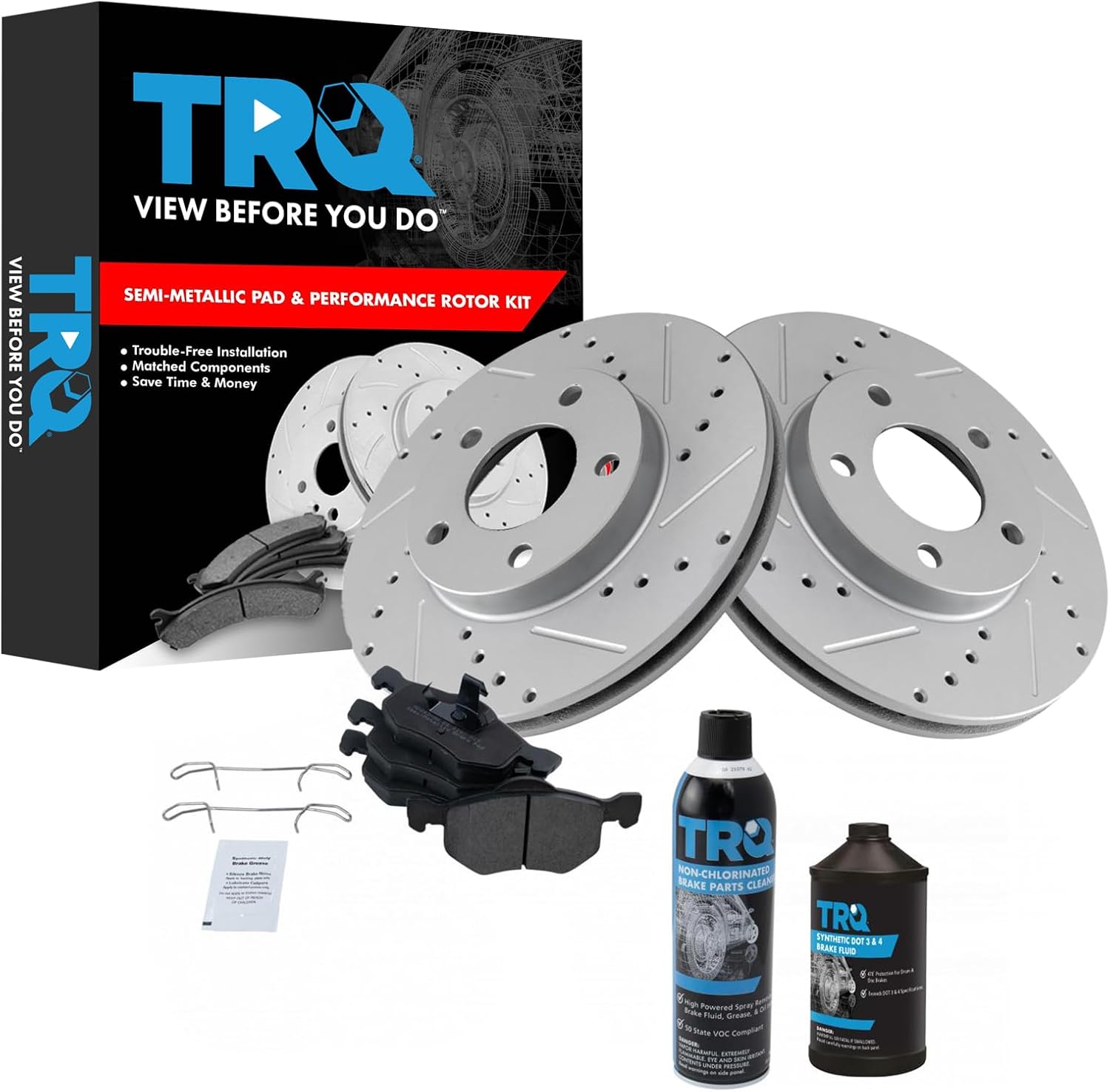 TRQ Front Metallic Brake Pad & Performance Rotor Kit Compatible with Escape Mariner Tribute
