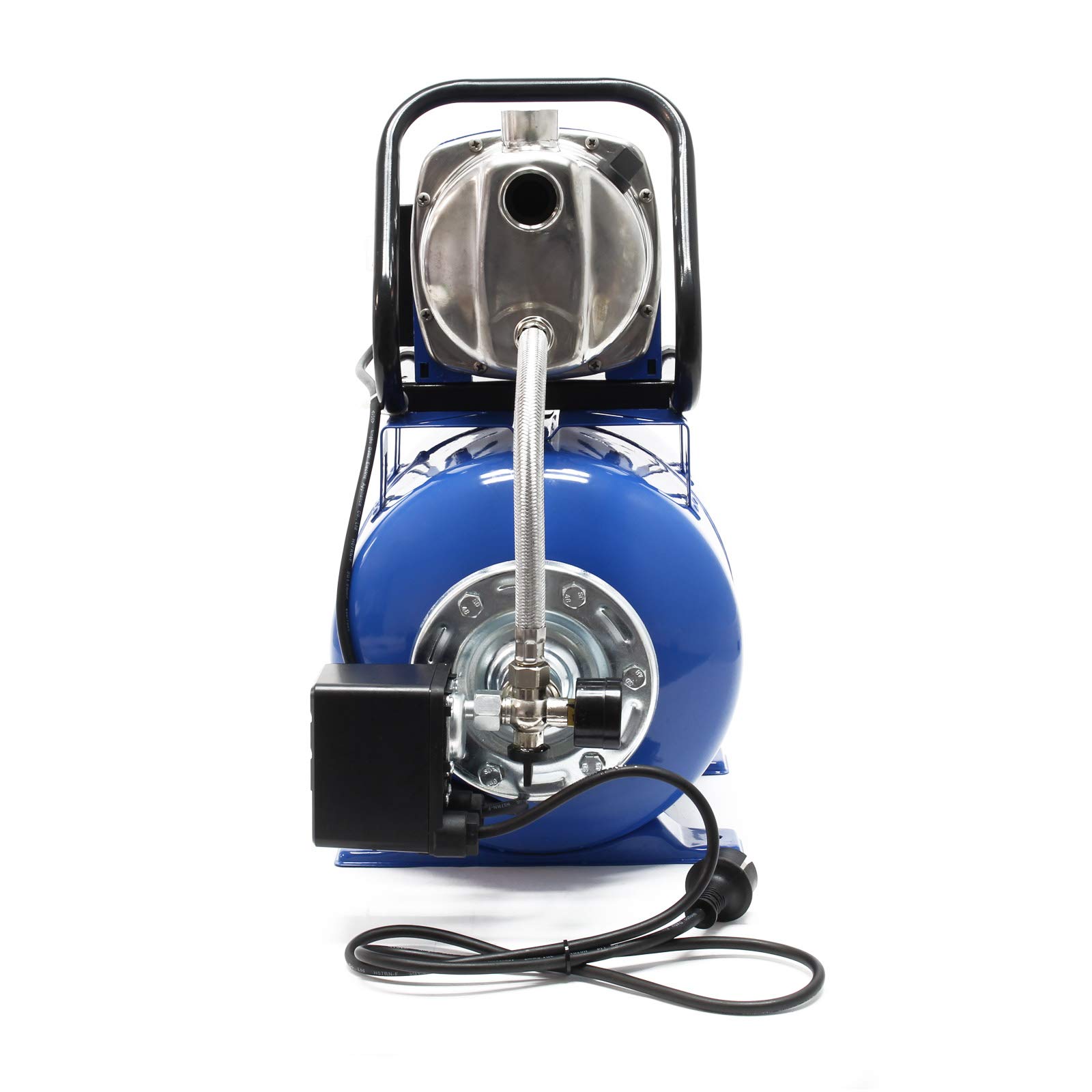 Wiltec Hauswasserwerk 1200W 3400l/h Hauswasserautomat mit Druckschalter und Membrankessel 19l Druckkessel Gartenpumpe Wasserpumpe Brauchwasserpumpe Regenwasserpumpe