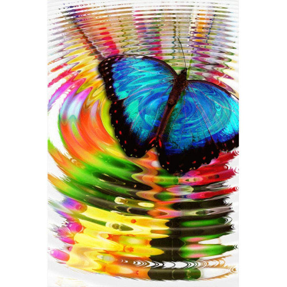 Broderie diamant 5D papillon aquarelle de grande taille avec strass ronds
