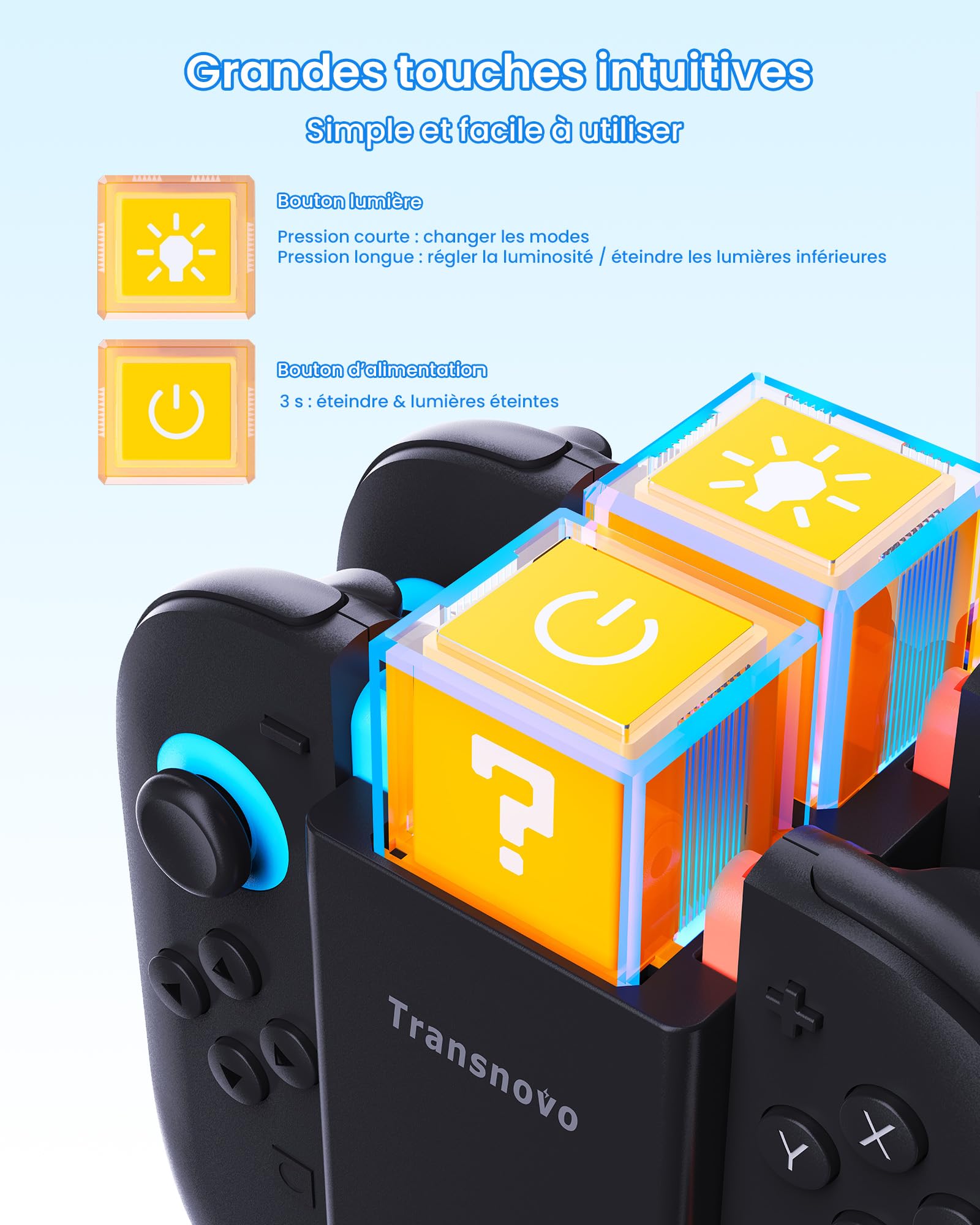 6-en-1 Chargeur pour Nintendo Switch 2 / Switch/OLED, Chargeur Manette Switch avec Système de Charge Double Magnétique & Rail, 9 Modes RGB & 4 Niveaux de Luminosité, Accessoires Joycon Switch 2/1