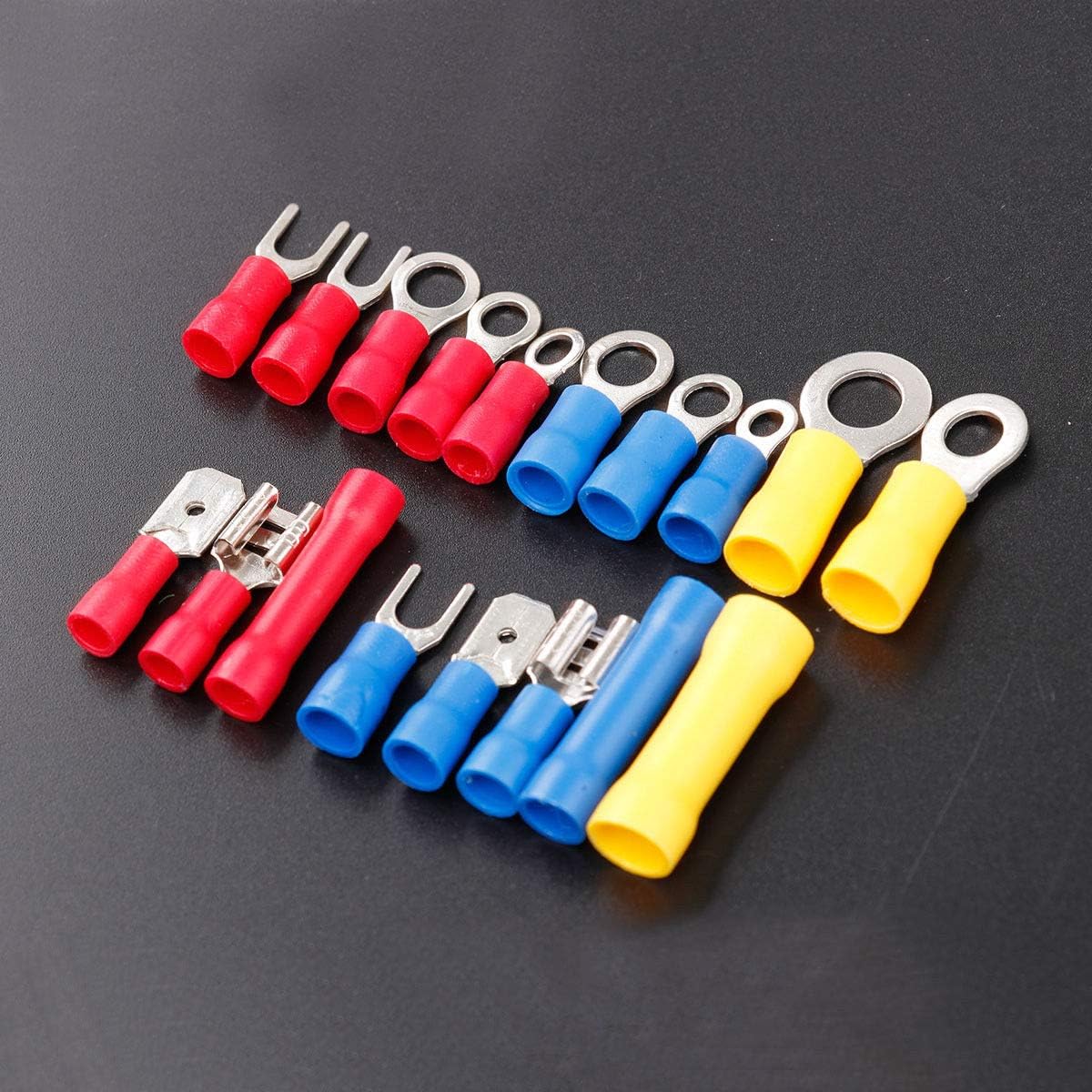 1200PC Assorted Insulated Crimp Terminals Set Electrical Wire Ring Fork U-type Spade Butt Crimp Connectors Assortment Kit VUQLDHAYZ