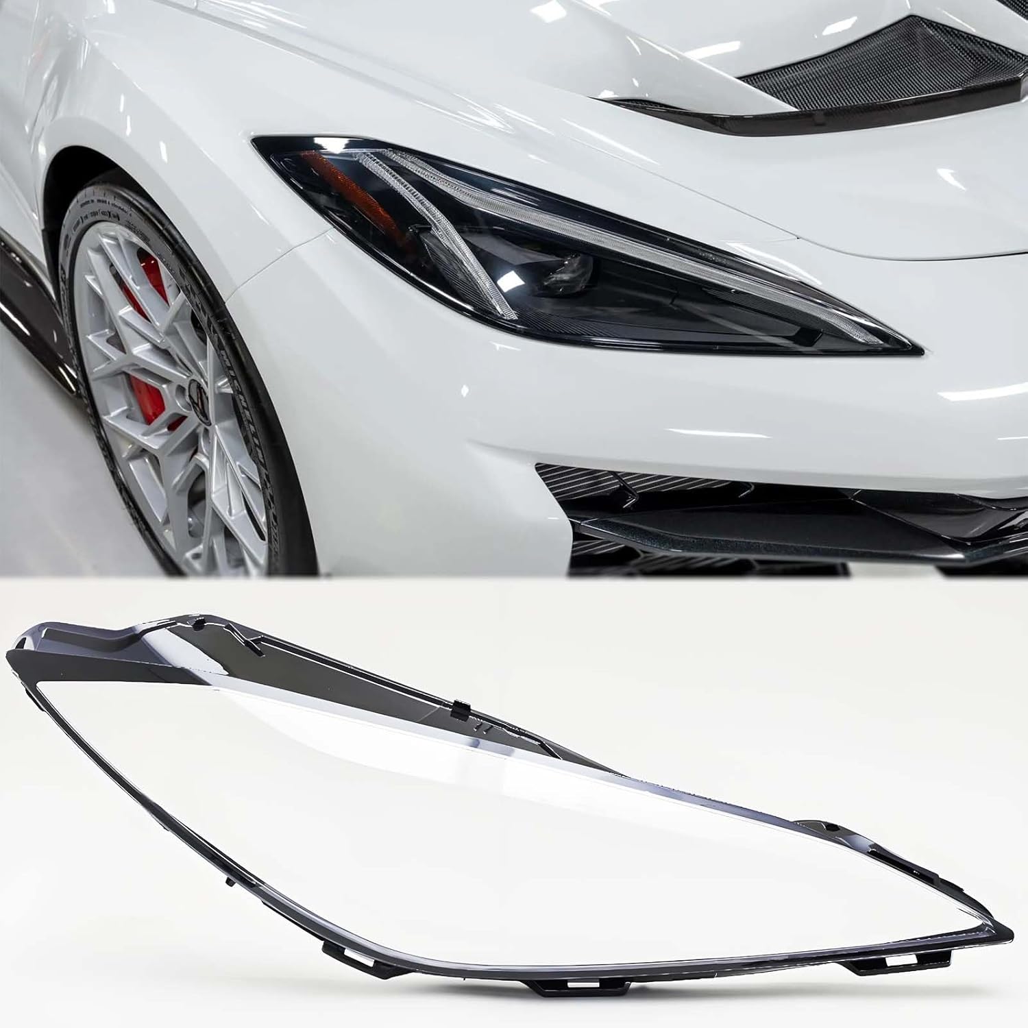 Headlight Clear Len Compatible with 2020-2025 Corvette C8 Head Lamp Cover Shell Passenger Right Side