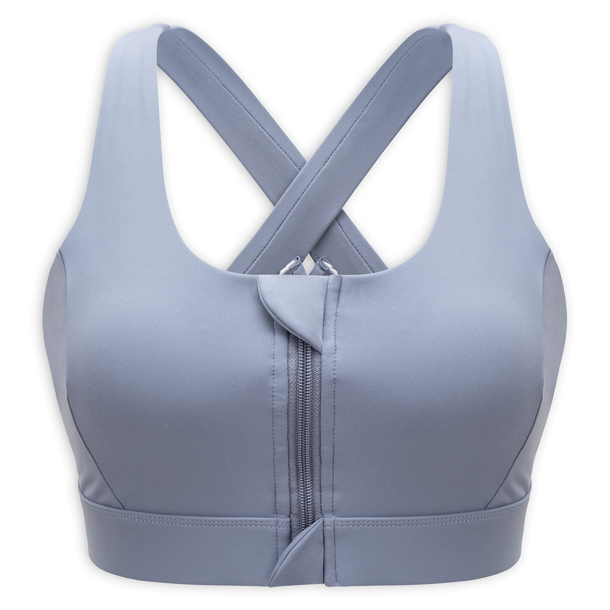 CordawMolded Cup Sports Bras Zipper in Front Workout Bra Medium Impact High Support Zip Running Bra Yoga Workout Top