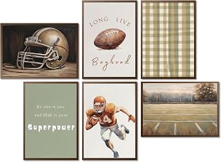 Football Sport Nursery Wall Art Retro Sports Rugby Wall Decor Picture Boys Motivational Poster Prints Kids Room Painting Artwork for Gallery Kids Room Home Decoration 8x10in