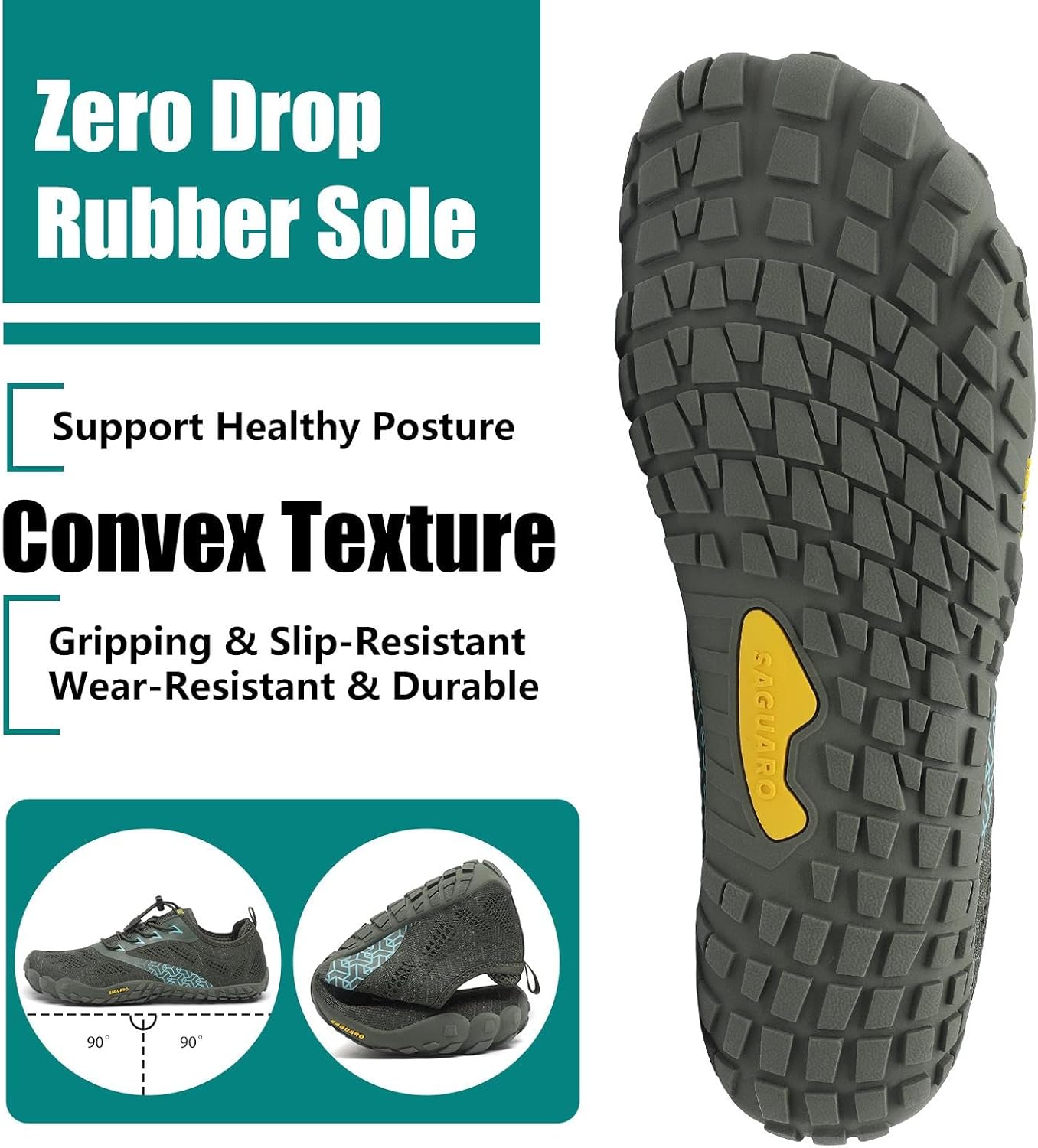 SAGUARO Womens Mens Barefoot Shoes Minimalist Trail Runner Wide Toe Box Zero Drop Outdoor Cross Training Shoe - Image 6