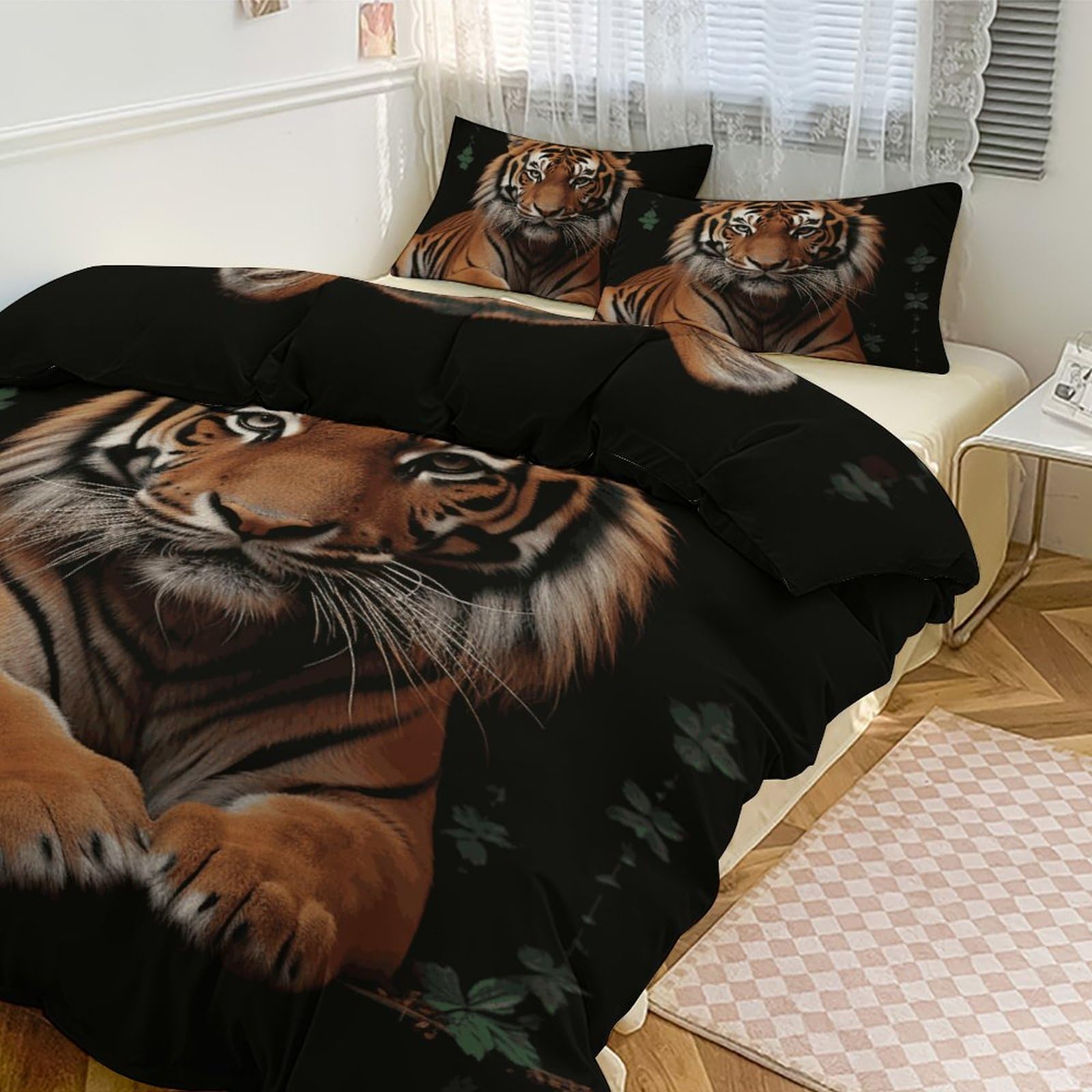 Couette pour grand lit épaisse motif pattes et tigre pour isolation thermique