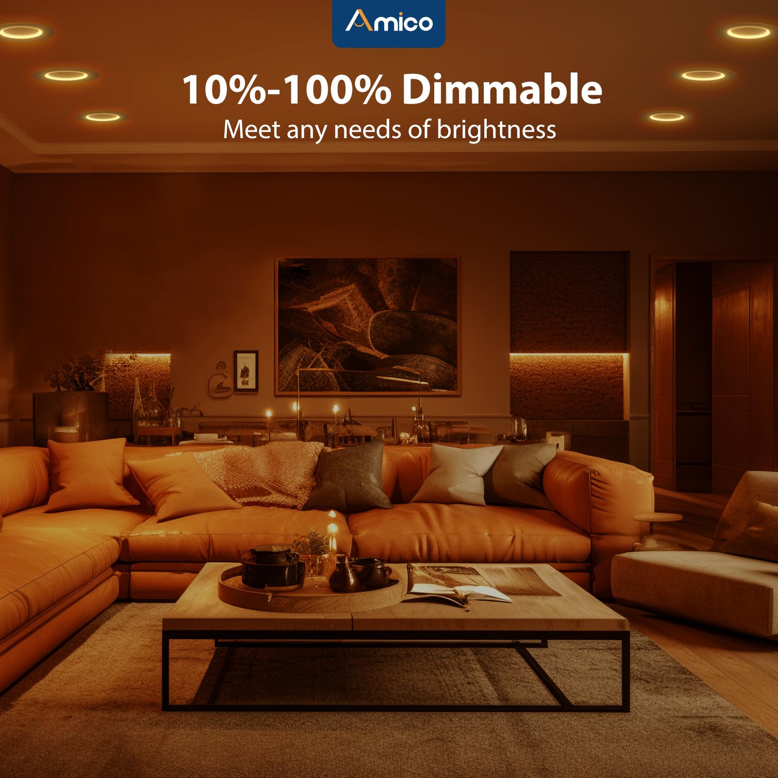 Amico LED Recessed Lights - 12 Pack with Night Light -7