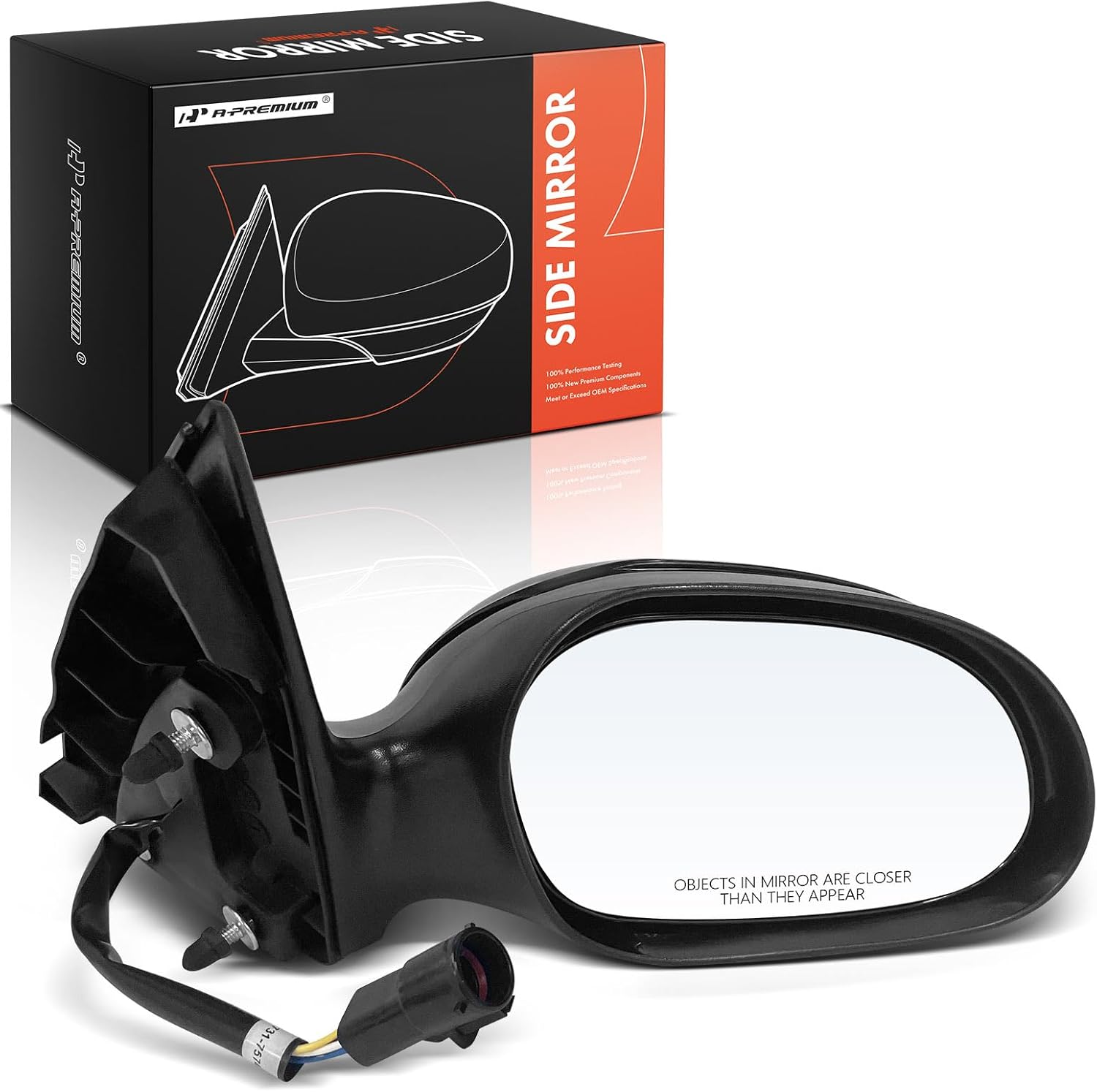 A-Premium Passenger Side Power Door Mirror - Compatible with Ford Taurus 2002-2007 & Mercury Sable 2002-2005 - Non-Heated Non-Folding Black Outside Rear View Mirror with Puddle Light