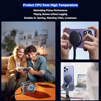 Phone Cooler for Gaming, Live Streaming, Freeze in 15s, 48W Magnetic Cellphone Cooler with Low Noise Liquid Cooling Radiator for iPhone MagSafe Series/Android/iPad/Tablet, Beyond Phone Fan