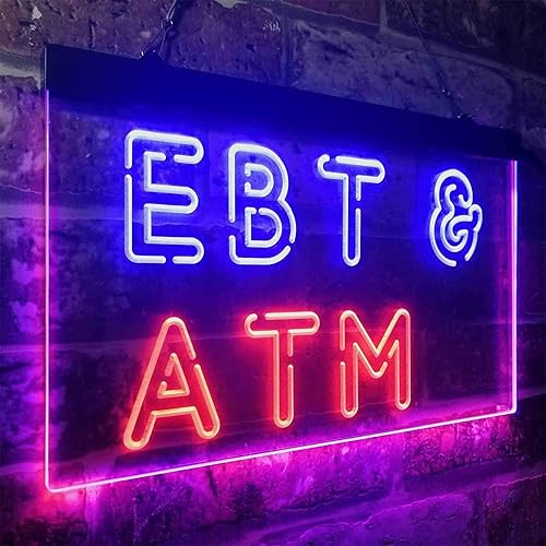 Miniatura 3 de ADVPRO EBT & ATM Shop Dual Color LED Neon Sign Azul y Rojo 24 x 16 pulgadas st6s64-i3848-br