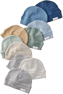 Charlie 10-Pack Baby Hats 100% Organic Cotton Baby Beanies for Newborn, Infant, and Baby Girls, Boys, Unisex
