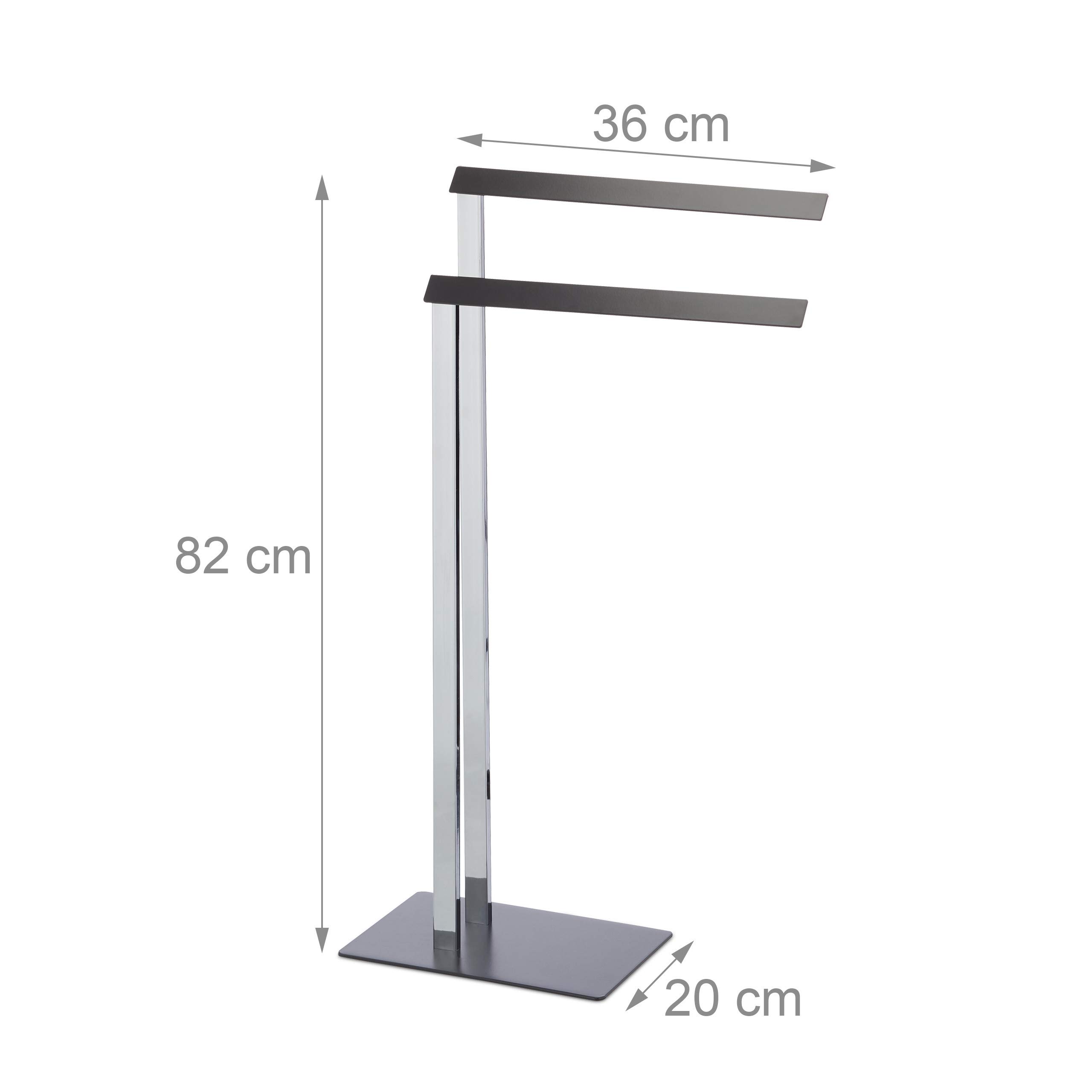 Relaxdays Porte-serviettes Sur Pied 2 Bras Support Chromé HxlxP: 78 X 46 X 20 Cm, Argenté - Bricolage