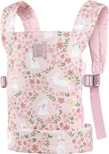 Miniatura 7 de GAGAKU Portabebés para niñas pequeñas, Eslinga portabebés de juguete para niños, accesorios de muñecas Reborn - Rosa - Conejo rosado