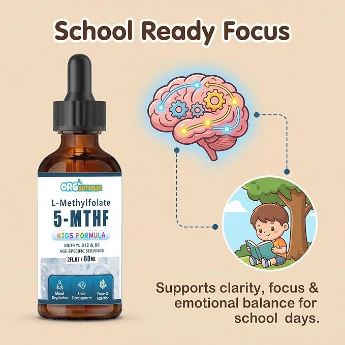 Kids L-Methylfolate B12 Drops 5-MTHF, Suplemento Metilado B9 y B12 miniatura 3