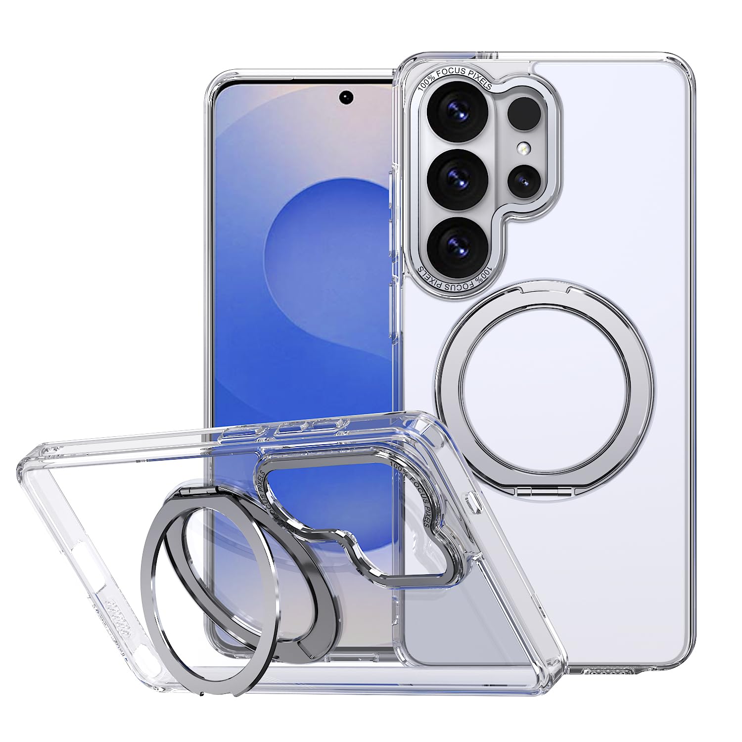 Lunivop Phone Case Compatible with Samsung Galaxy S26 Ultra Case Clear 360°Rotated Ring Holder 【Compatible with Magsafe】 Magnetic Kickstand Military - Grade Protection for S26 Ultra 6.9 '' 2026 Clear