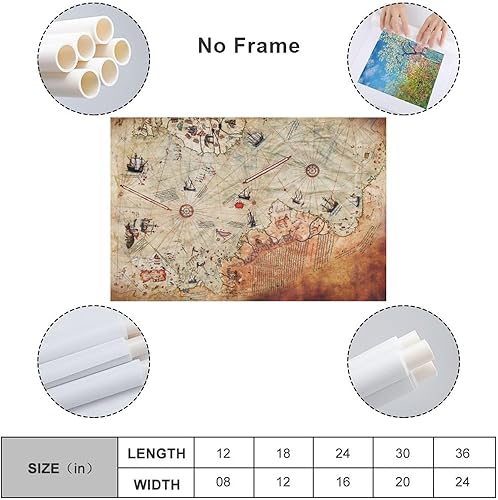 Miniatura 2 de Lienzo de mapa antiguo, póster de mapa, arte de mapa vintage, arte de Piri Reis, obra de arte de moda, lienzo de mapa del mundo, póster de lienzo