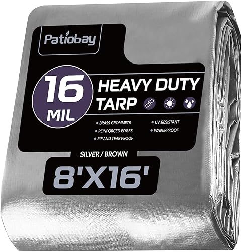 Miniatura 24 de Lona 6x8 pies, 10 mil lonas impermeables resistentes con ojales cada 23.6", lona de plástico gruesa, resistente a los rayos UV y al desgarro