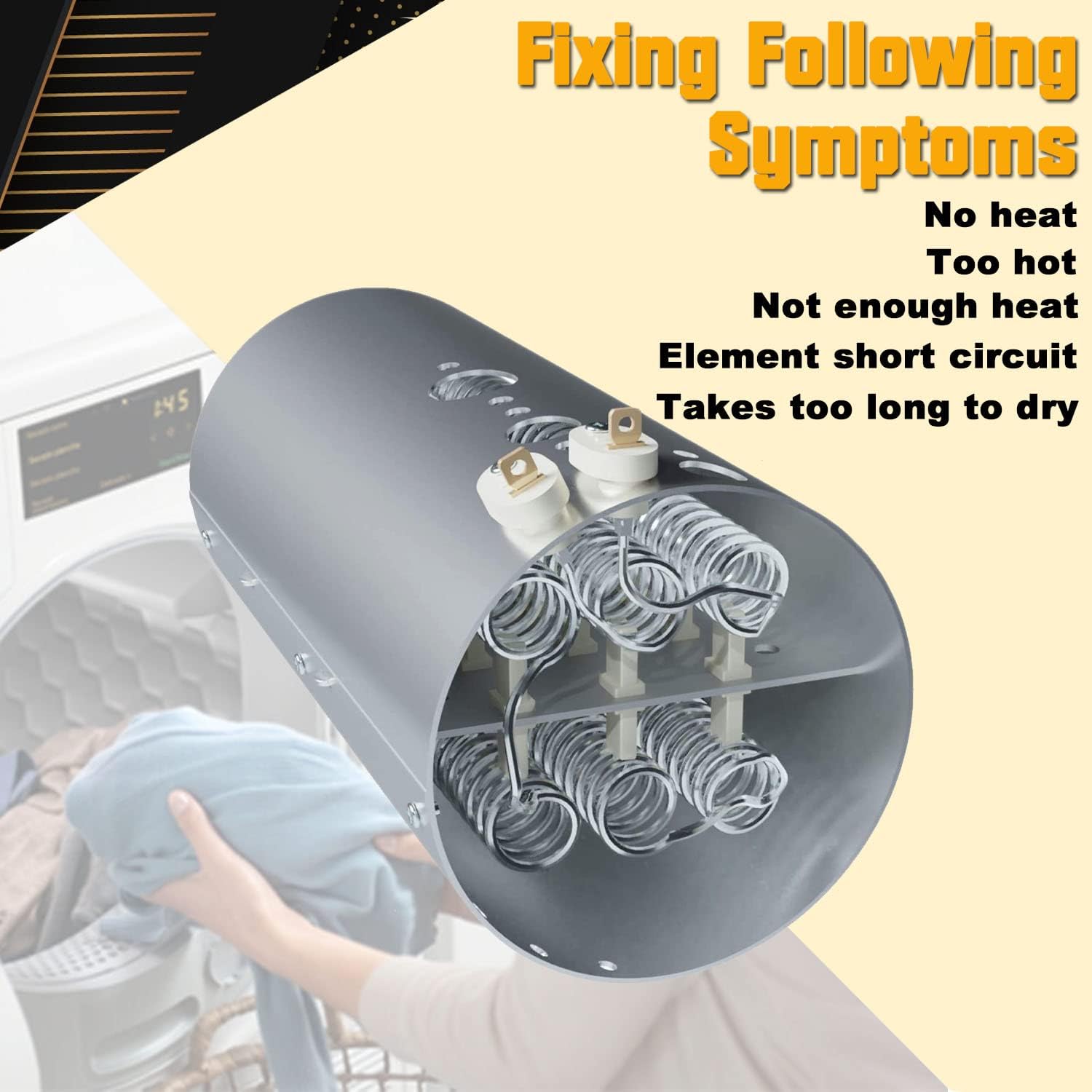 137114000 Dryer Heating Element Assembly With 137032600 137060800 Thermal Fuse 3204267 508516 High Limit Thermostat Replacement Kit, Compatible with Frigidaire, Electrolux, Crosley, Kenmore Dryer