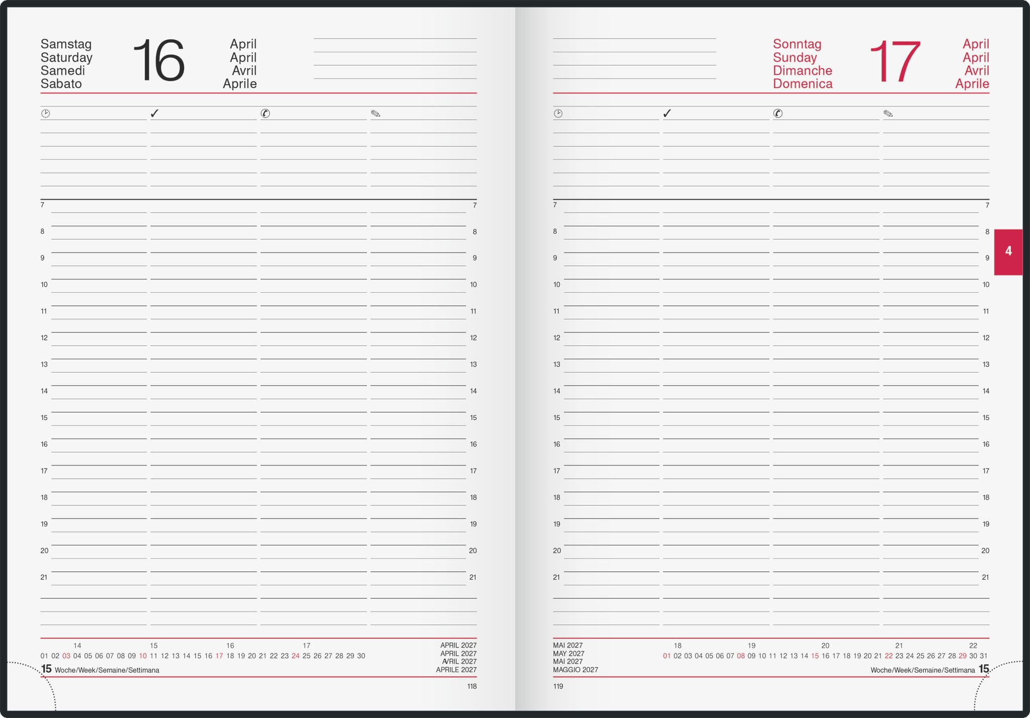 rido/idé Buchkalender Mod. Conform 2027 | A4, Kunstleder, grau