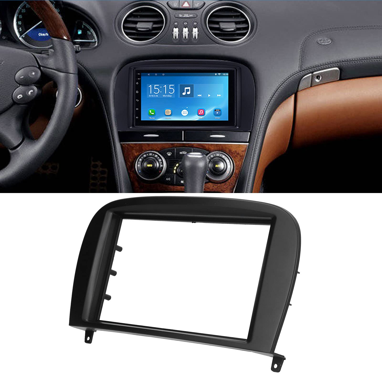 ABS 2Din Radio estéreo Fascia Panel de navegación DVD Montaje en marco Instalación Embellecedor Bisel Interior 190x110 mm 7,5x4,3 pulgadas Exterior 260x130 mm para SL Clase R230 G