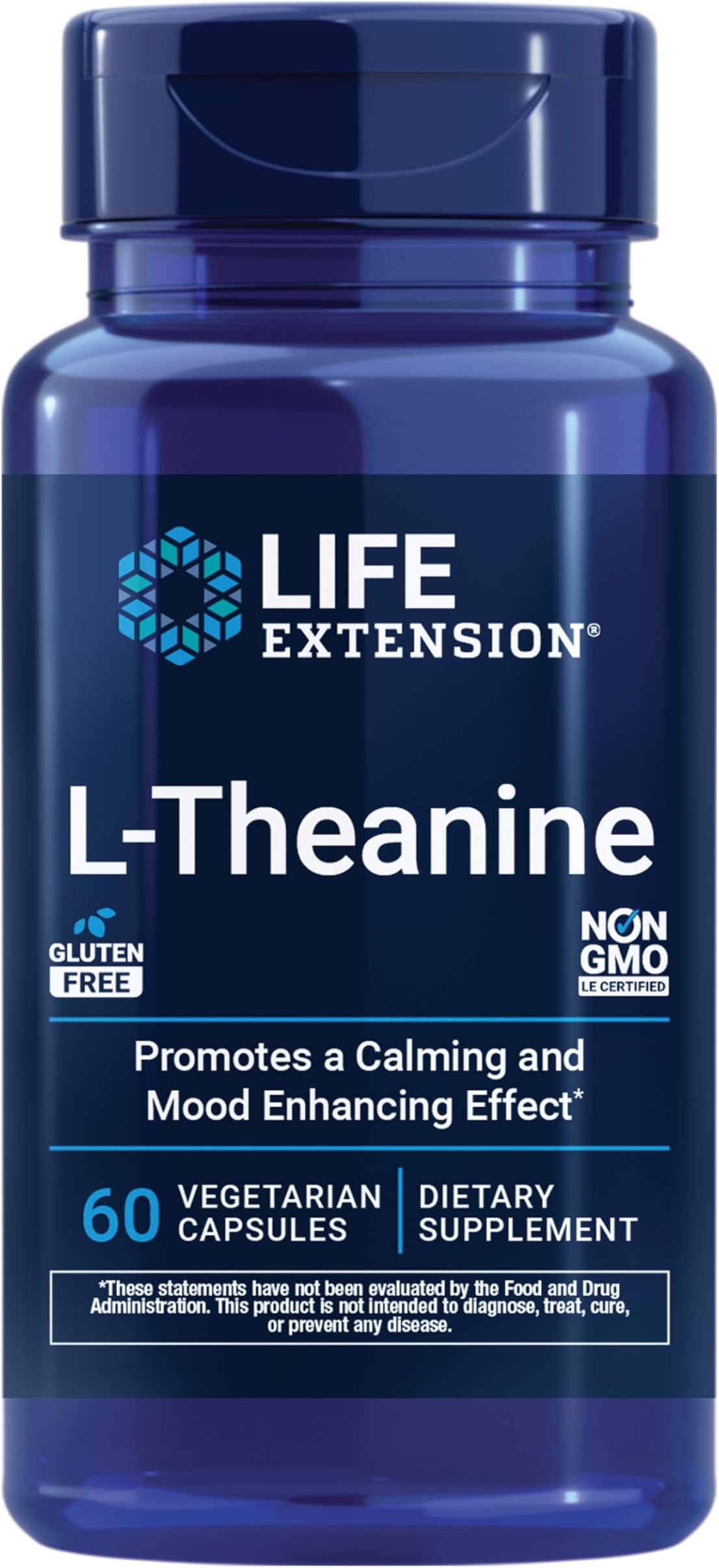 L-Theanine, Amino Acid theanine, Calm, Relaxation, Mood, Gluten-Free, Non-GMO, Vegetarian, 200 mg, 60 Capsules