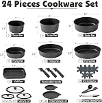 Ensemble de 24 pièces de casseroles et poêles SENSARTE, ustensiles de cuisine antiadhésifs avec poignée détachable, ensemble de cuisine induction avec poignée amovible, antiadhésif sain pour VR, compatible lave-vaisselle et four (noir)