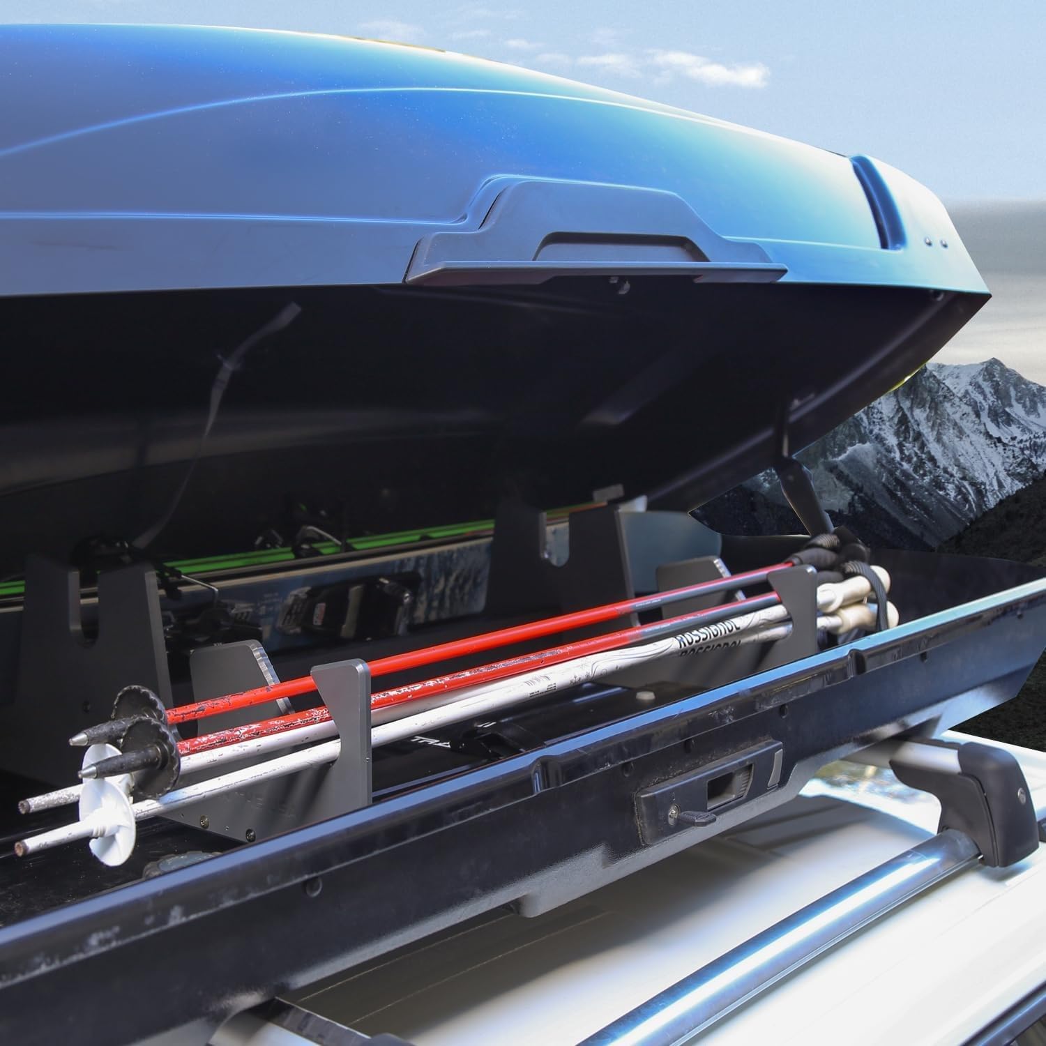 TRAPSKI Lowpro Series Ski and Snowboard Rack Inserts for Rooftop Cargo Box Marine Grade HDPE Plastic | Premium Strap Included | 3 Year Warranty | Made in the USA (LOWPRO5-XL)