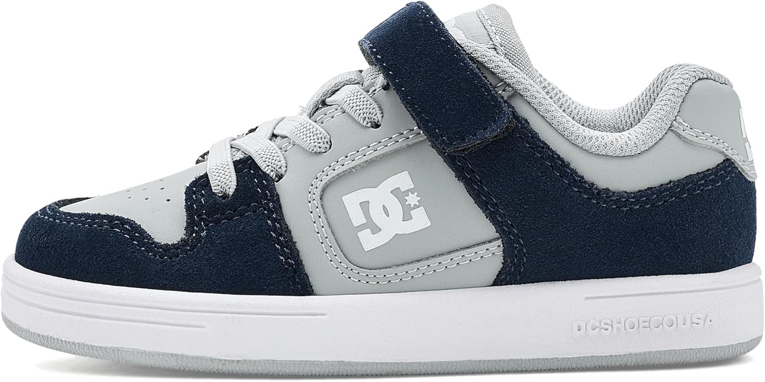 DC Manteca 4 V (Little Big Kid) Skate Shoe, Grey/Blue/White, 1 US Unisex